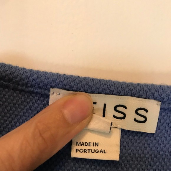 REISS Light Blue Cotton Mixed Knit Eyelet Bodycon Dress size UK6 EU34 US2 - Picture 3 of 11